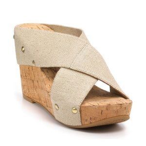Lucky Brand Beige Nude Miller Sandal Cork Wedge